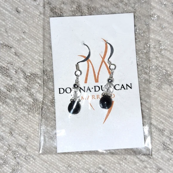 BLACK OBSIDIAN STONE EARRINGS AND PENDANT - Picture 3 of 4